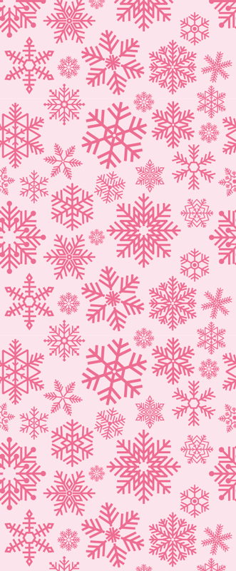 Tappeto vinile natale design fiocchi di neve rosa - TenStickers