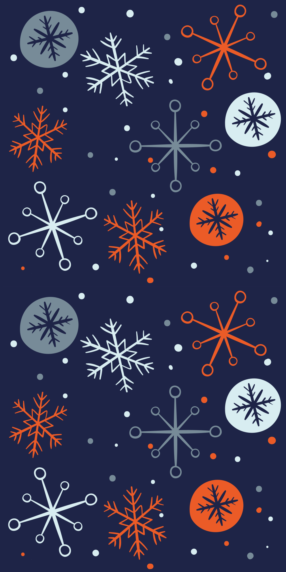 Tappeto vinile natale fiocchi di neve blu e arancioni - TenStickers