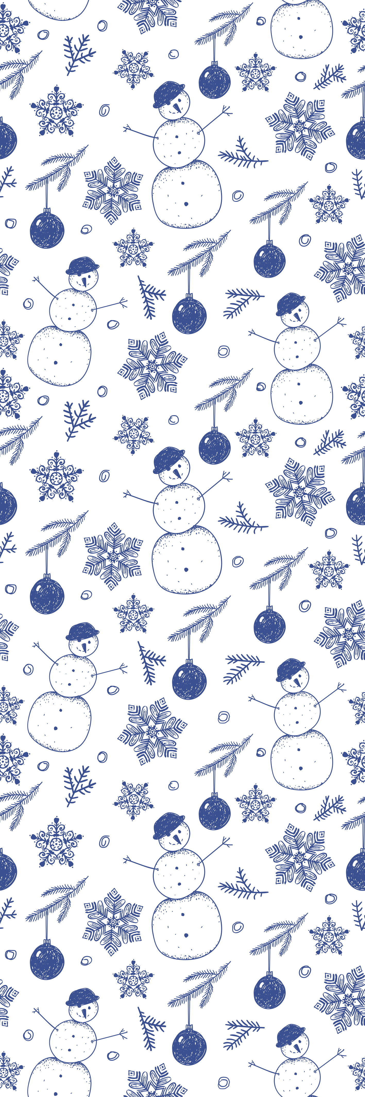 Tappeto vinile natale motivo invernale blu disegnato a mano - TenStickers