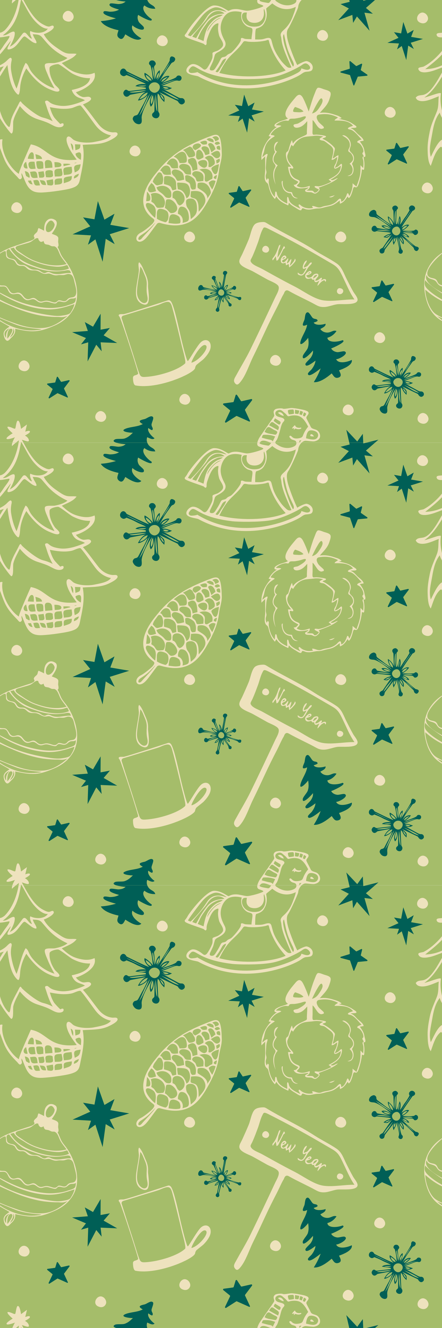 Tappeto vinile natale elementi natalizi su sfondo verde - TenStickers