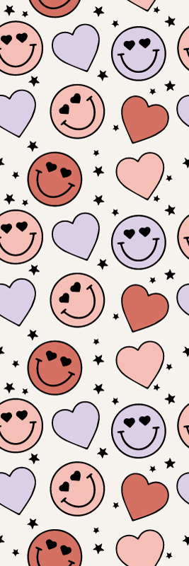 Tappeto vinile camera da letto cuori e faccine sorridenti - TenStickers