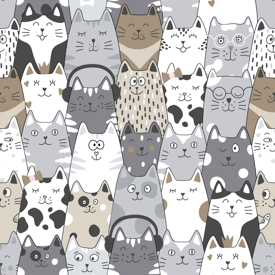 Tappeto vinile camera da letto gatti cartoon - TenStickers