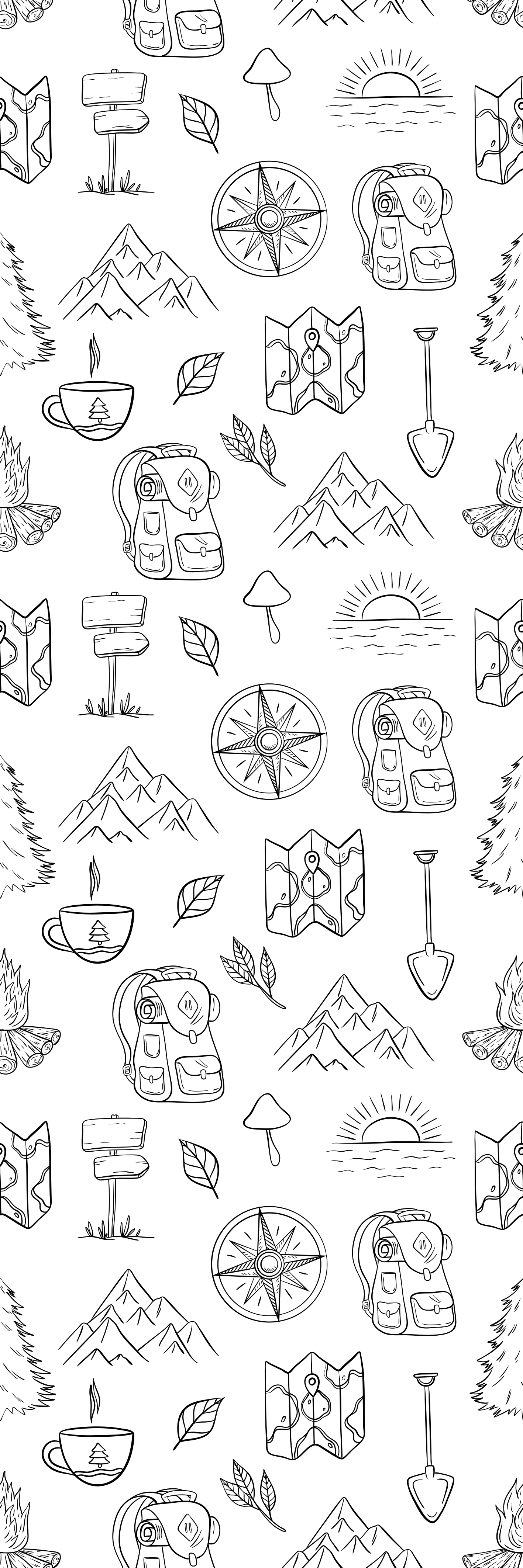 Tappeto vinile camera da letto bussola disegnata a mano - TenStickers