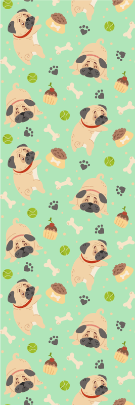 Tappeto vinile camera da letto bulldog grasso con osso - TenStickers