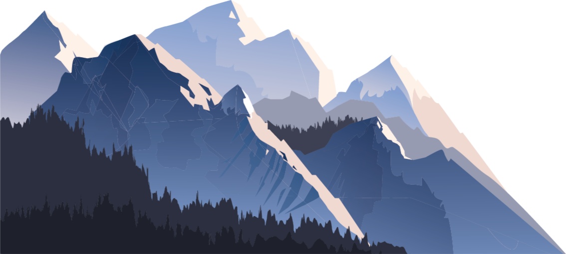 Tappeto vinile natura foresta grigia montagne sole - TenStickers