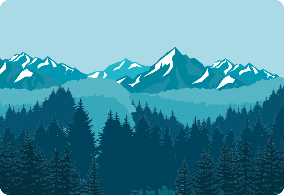 Tappeto vinile natura paesaggio blu e verde completo - TenStickers