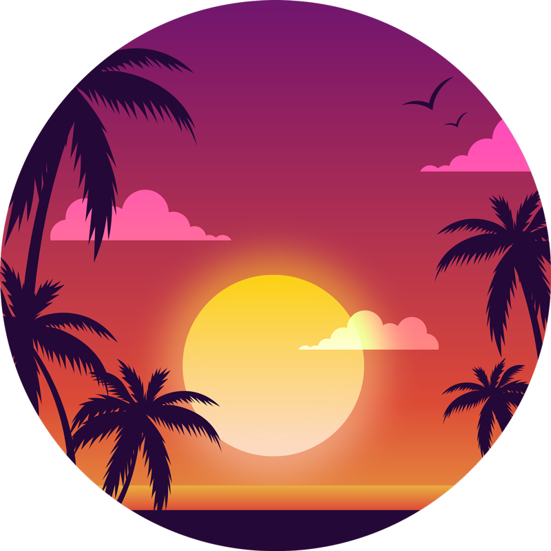Tappeto vinile natura tramonto anni '70 - TenStickers