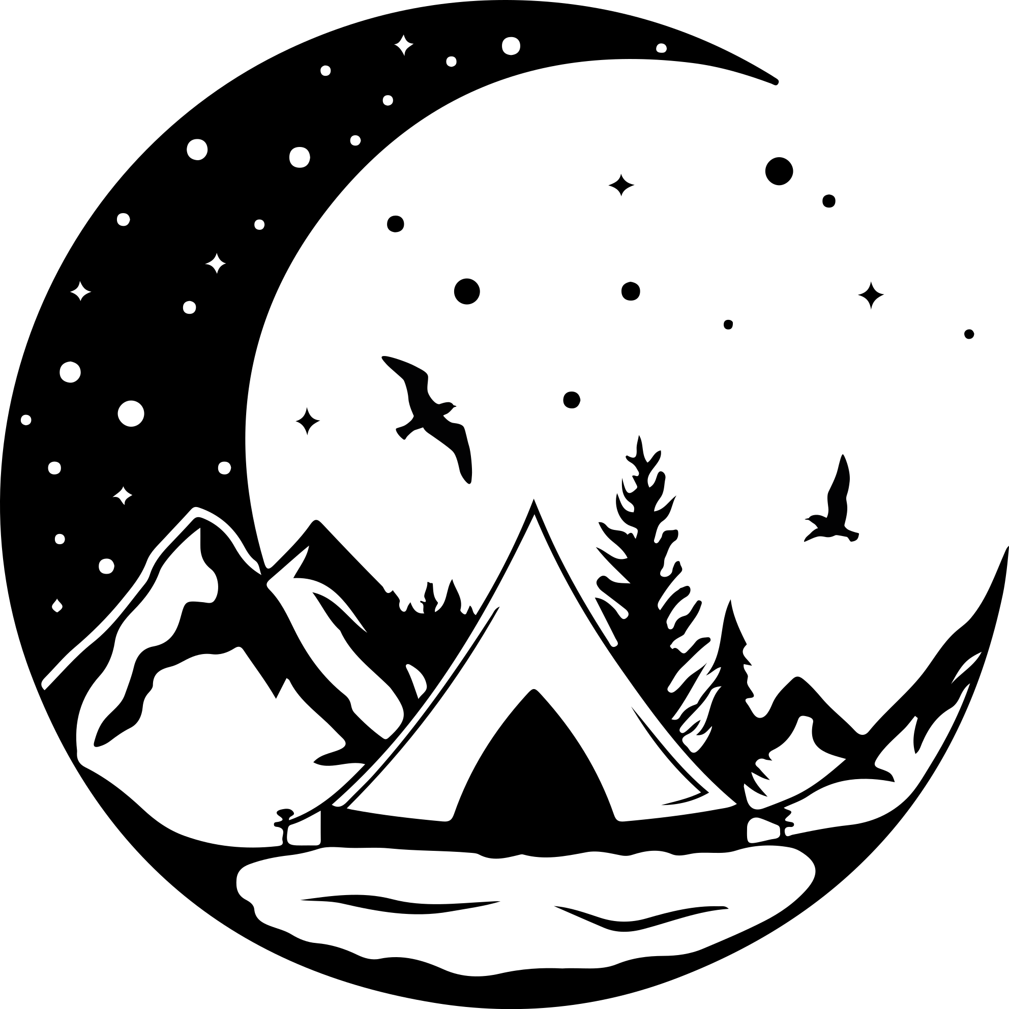 Tappeto vinile natura montagne e luna notte - TenStickers