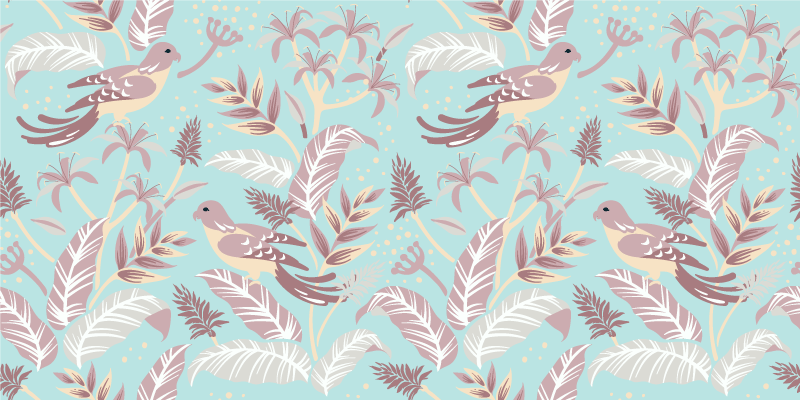 Tappeto vinile natura motivo floreale blu e rosa - TenStickers