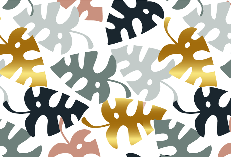 Tappeto vinile natura foglie dorate e multicolori - TenStickers