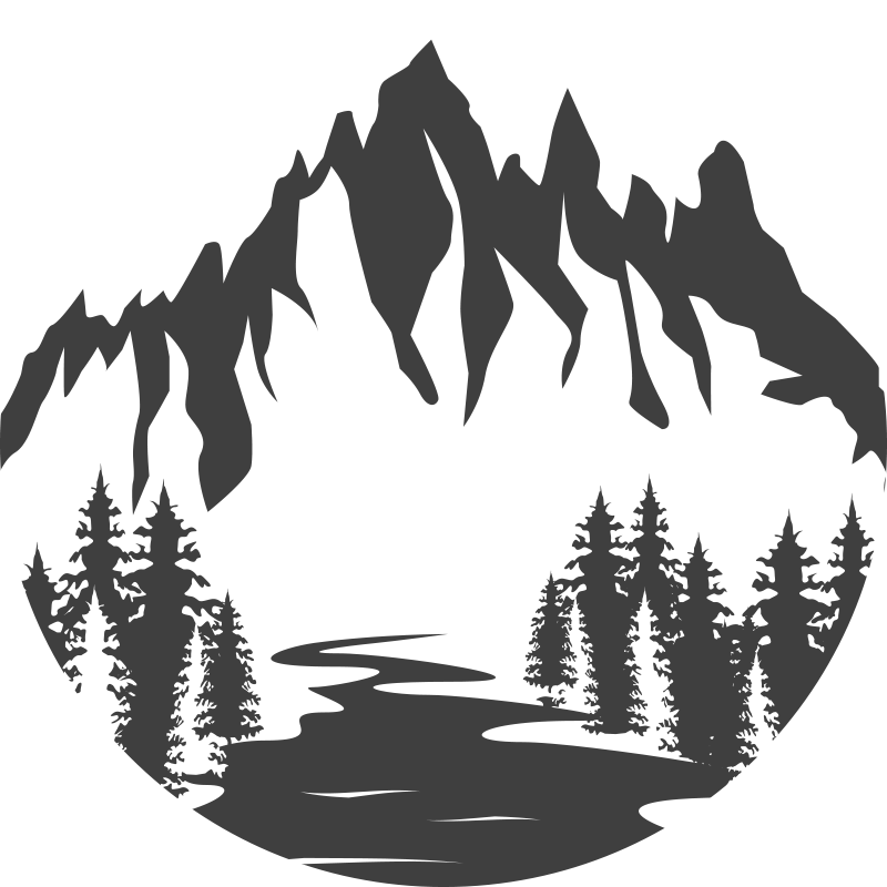 Tappeto vinile natura silhouette paesaggio montano - TenStickers