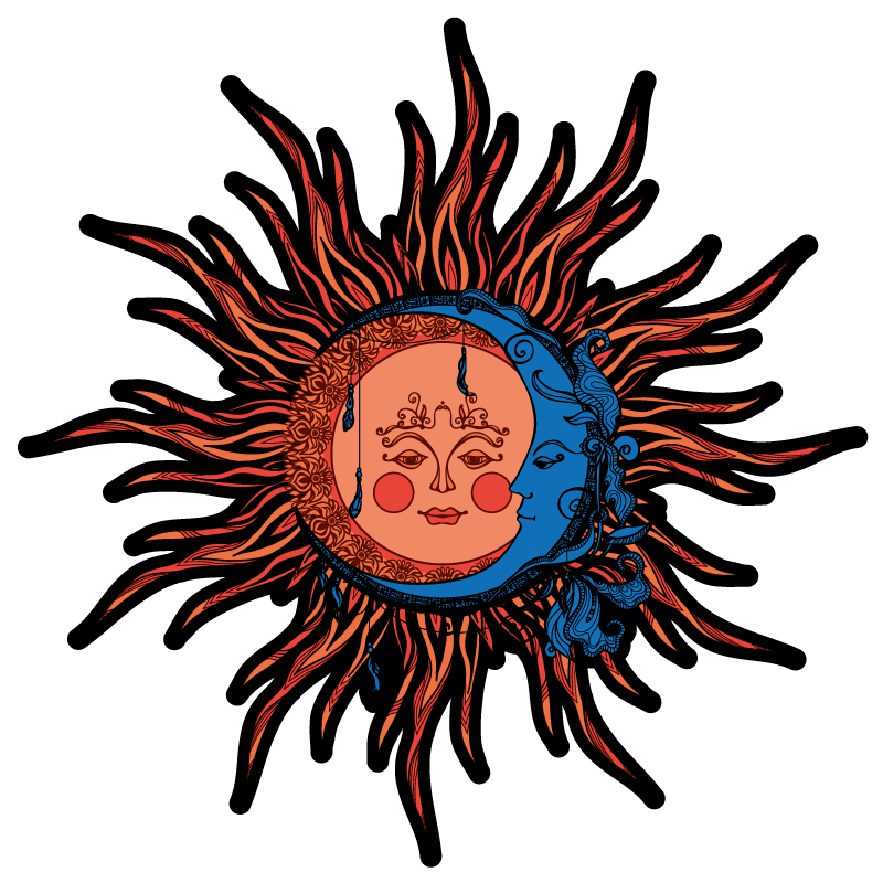 Tappeto vinile natura sole e luna celestiali - TenStickers