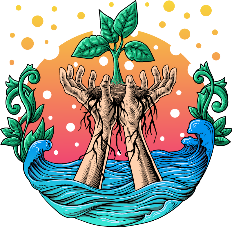 Tappeto vinile natura mani che fanno crescere natura - TenStickers