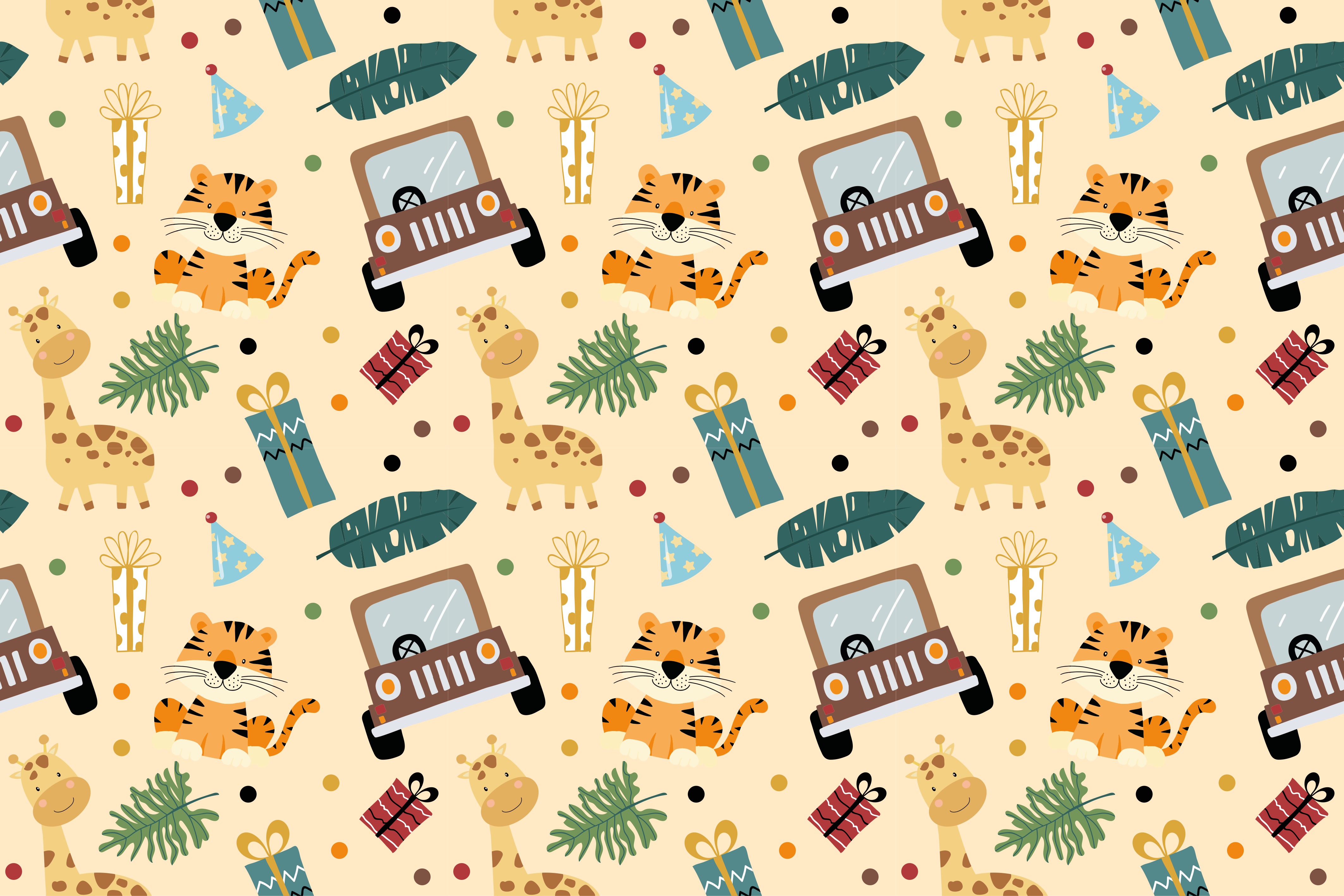 Tappeto vinile natura elementi safari giocosi - TenStickers