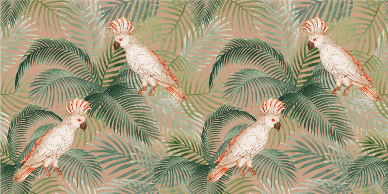 Tappeto vinile natura pappagalli e palme tropicali - TenStickers