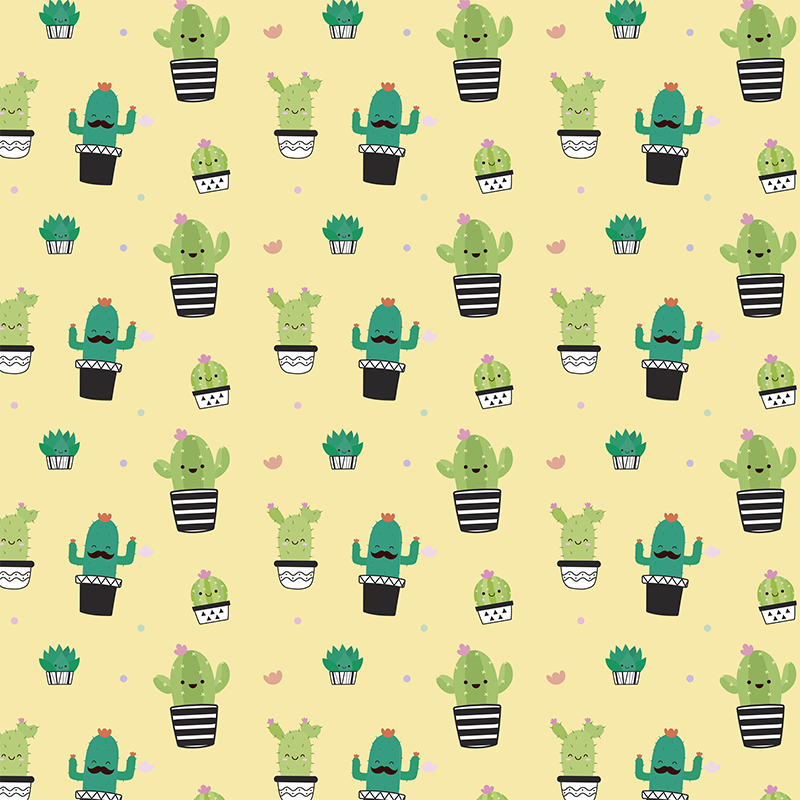 Tappeto vinile fiori cactus disegno pattern - TenStickers