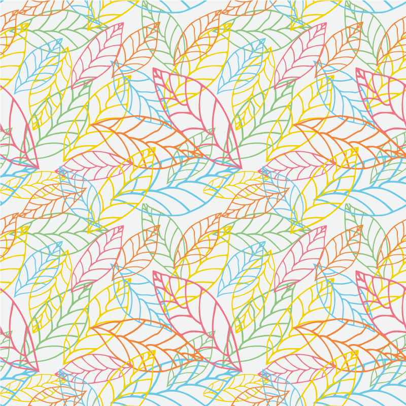 Tappeto vinile fiori design di foglie neon colorate - TenStickers