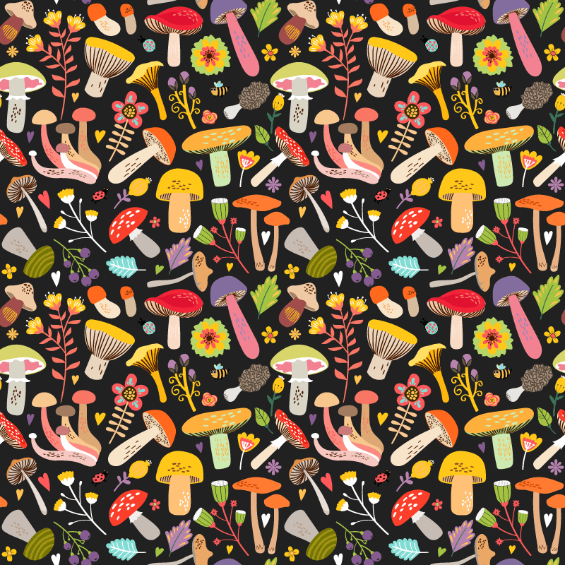 Tappeto vinile fiori motivo funghi autunnali - TenStickers