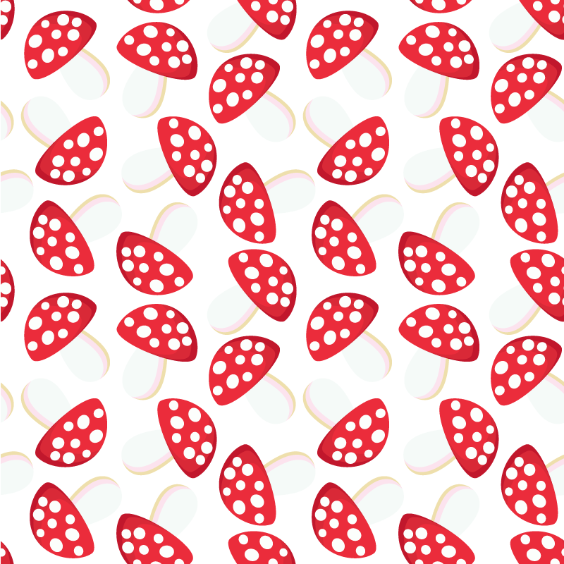 Tappeto vinile fiori funghi classici su sfondo bianco - TenStickers