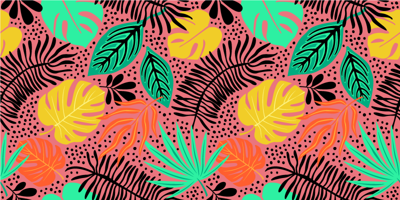 Tappeto vinile fiori componenti di fogliame vivace - TenStickers