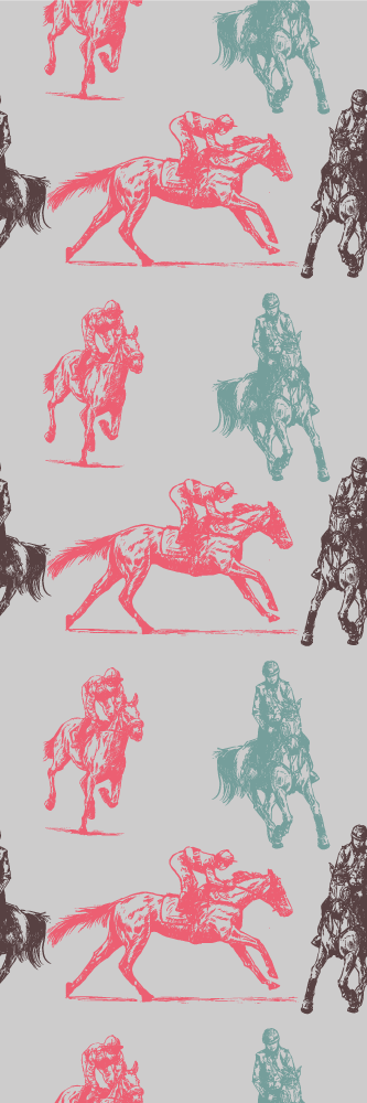 Tappeto vinile camera da letto motivo cavalli su grigio - TenStickers