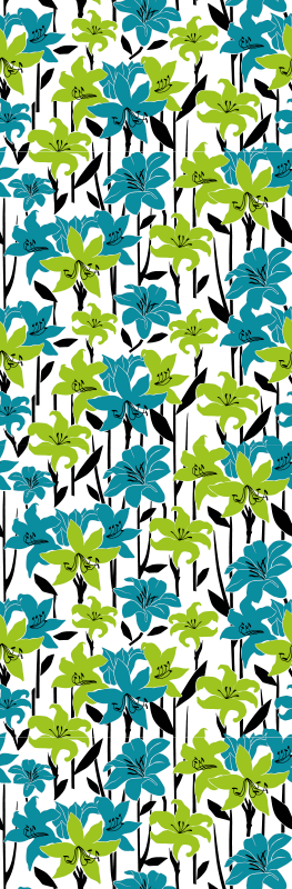 Tappeto vinile camera da letto design stencil fiori - TenStickers