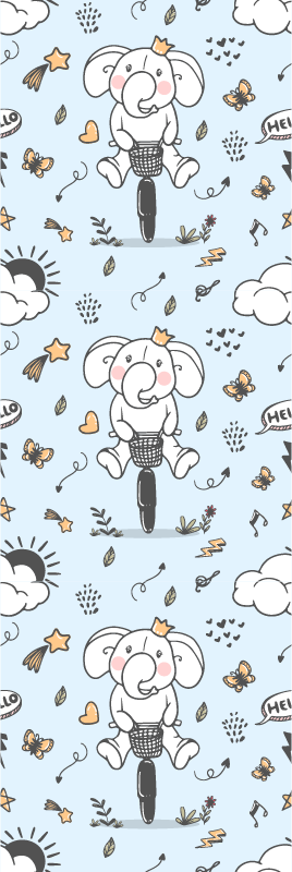 Tappeto vinile camera da letto motivo elefante in bicicletta - TenStickers