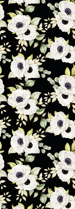 Tappeto vinile camera da letto motivo rose bianche e nere - TenStickers