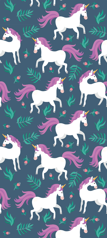 Tappeto vinile camera da letto motivo unicorno blu - TenStickers