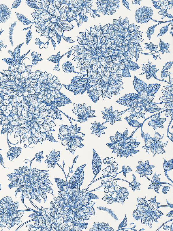 Tappeto vinile camera da letto gelsomino blu fiori - TenStickers