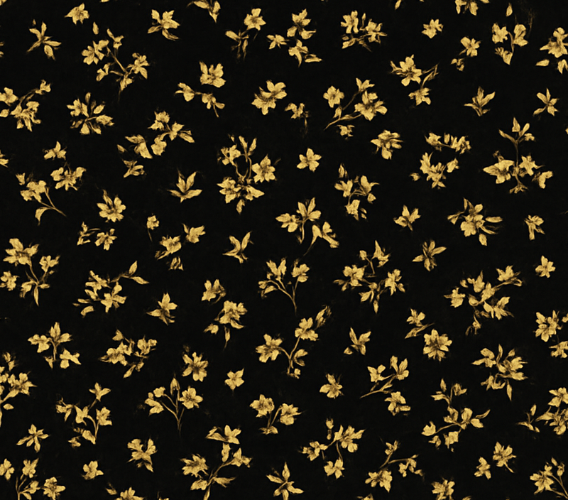 Tappeto vinile camera da letto sfondo scuro fiori oro - TenStickers