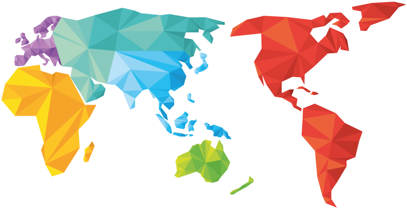 Tappeto vinile geometrico mappa del mondo colorata - TenStickers