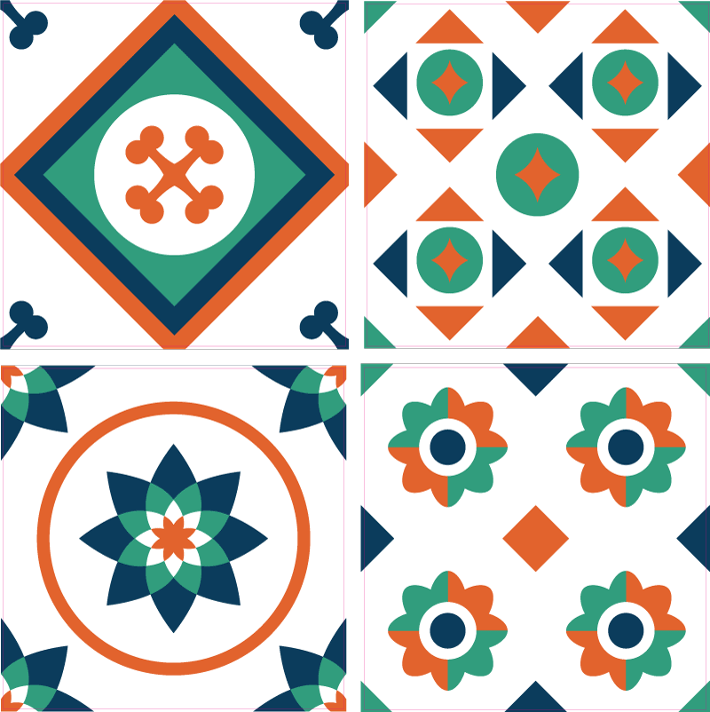 Tappeto vinile geometrico piastrelle geometriche - TenStickers