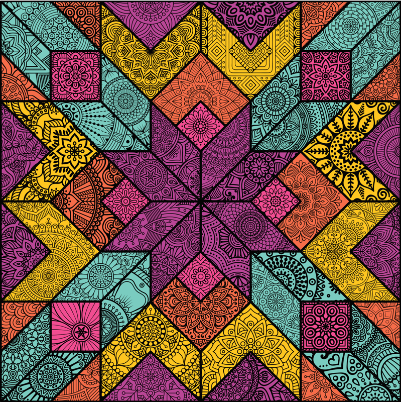 Tappeto vinile geometrico elementi geometrici colorati - TenStickers