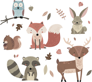 Tappeto vinile per bambini adesivi animali autunnali - TenStickers