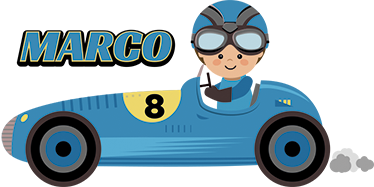 Tappeto vinile per bambini auto formula 1 con nome - TenStickers