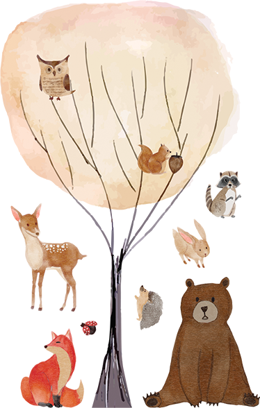 Tappeto vinile per bambini animali della foresta e albero - TenStickers