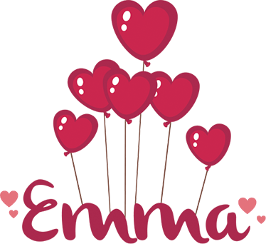 Tappeto vinile per bambini palloni cuore con nome - TenStickers