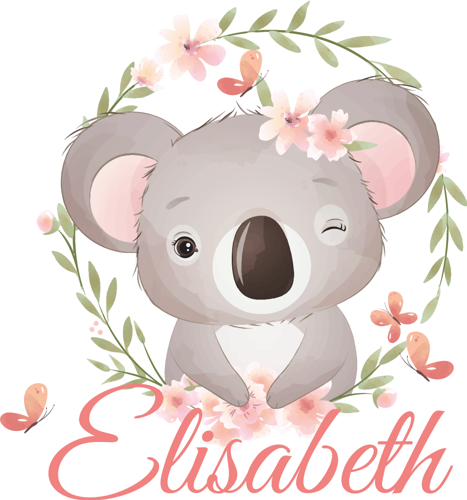 Tappeto vinile per bambini animali carini koala con nome - TenStickers