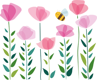 Tappeto vinile per bambini fiori rosa e ape - TenStickers