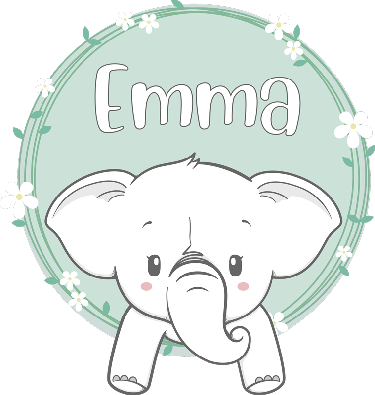 Tappeto vinile per bambini elefante con nome - TenStickers