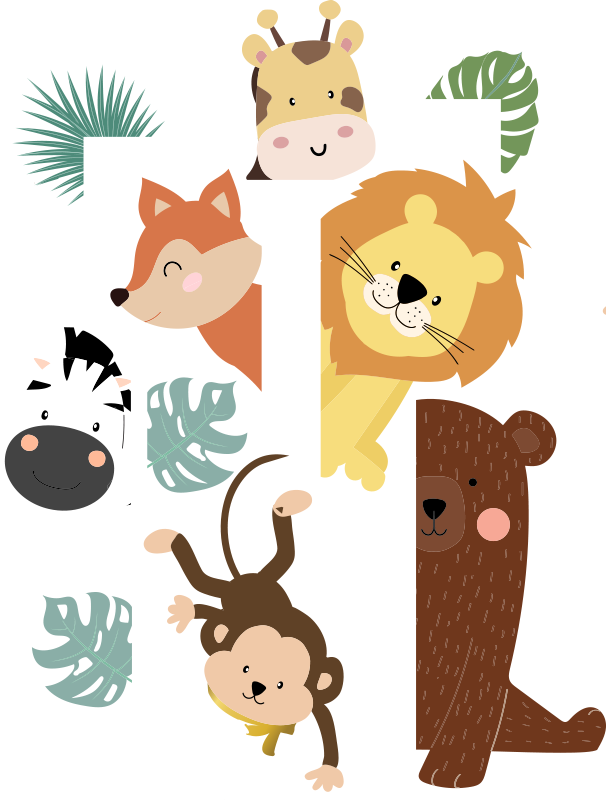 Tappeto vinile per bambini animali alla porta - TenStickers