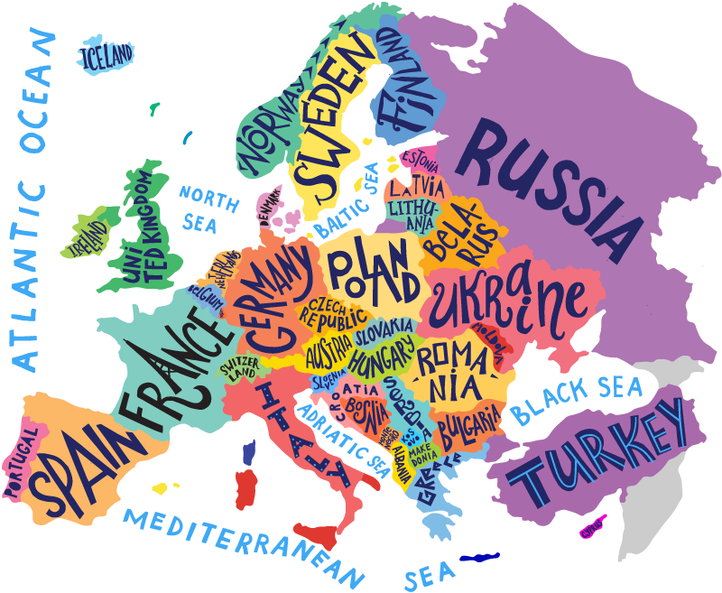 Tappeto vinile per bambini mappa dell'europa - TenStickers