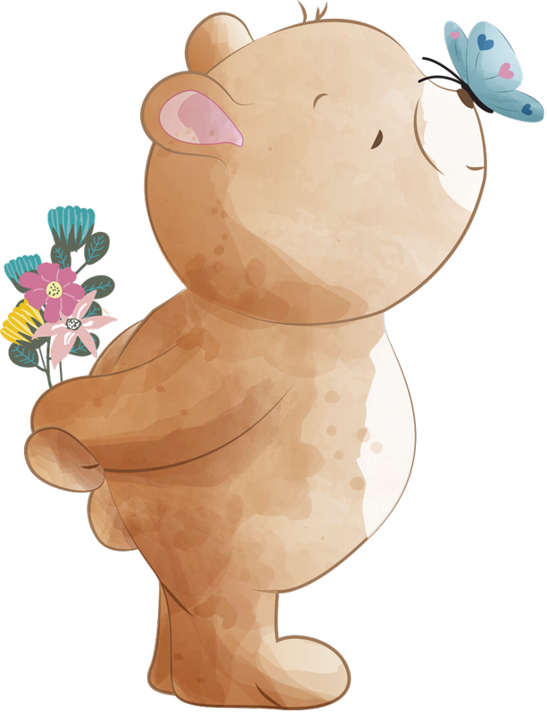 Tappeto vinile per bambini adesivo orso e farfalla - TenStickers