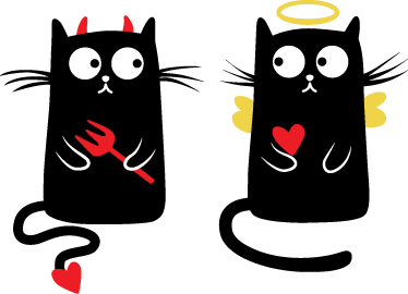 Tappeto vinile per bambini gatto buono e cattivo - TenStickers