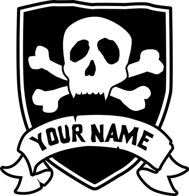 Tappeto vinile per bambini teschio pirata con nome - TenStickers