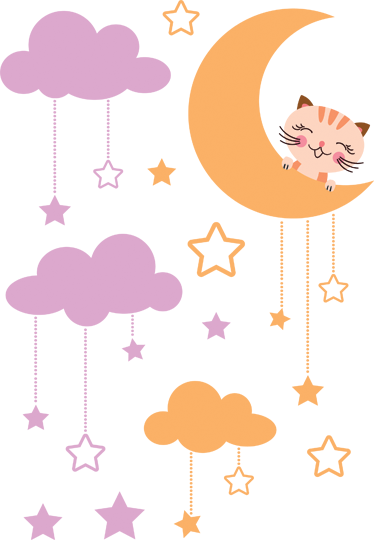 Tappeto vinile per bambini adesivo luna gatto - TenStickers