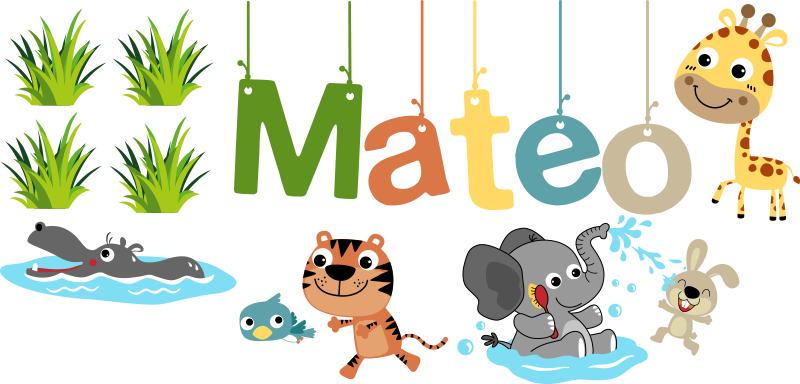 Tappeto vinile per bambini adesivo personalizzabile animali - TenStickers