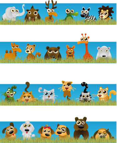 Tappeto vinile per bambini righe con animali - TenStickers