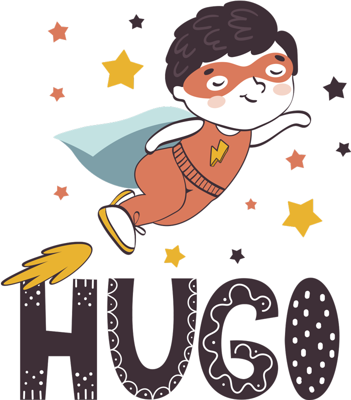 Tappeto vinile per bambini supereroe nome personalizzabile - TenStickers